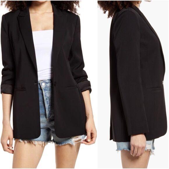 Endless Rose Open Front Black Tailored Single Button Blazer Size Medium - Picture 1 of 11